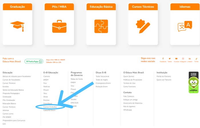 Ideia Livre - Passo a passo para acessar os Cursos Gratuitos Educa Mais Brasil
